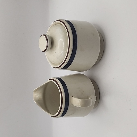 Vintage Galaxy Stone Ware Creamer & Sugar Set Blue Made in Japan - Picture 4 of 9